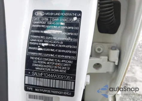 2010 Land Rover Range Rover Hse from USA, damaged, VIN SALMF1D44AA309106